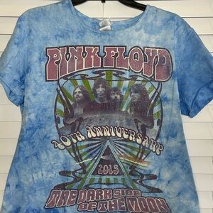 Blue Tie-Dye Pink Floyd t-shirt with custom modifications